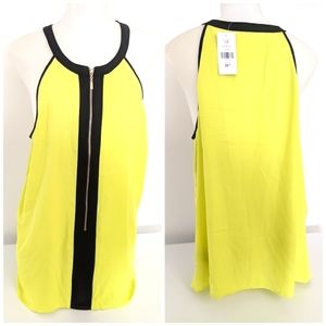 🆕 Yellow Top Sleeveless With Zipper Sz L
